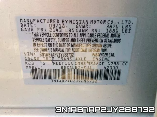 3N1AB7AP2JY288732 фото 2