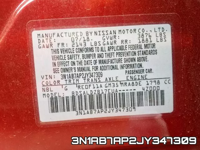 3N1AB7AP2JY347309 фото 2