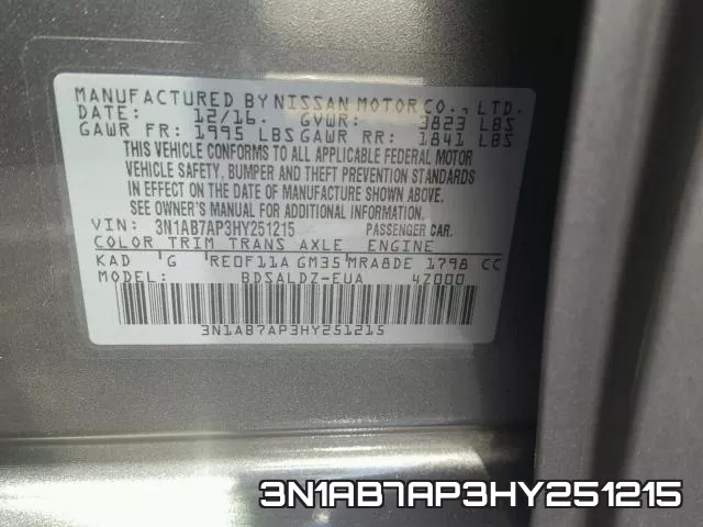 3N1AB7AP3HY251215 фото 2
