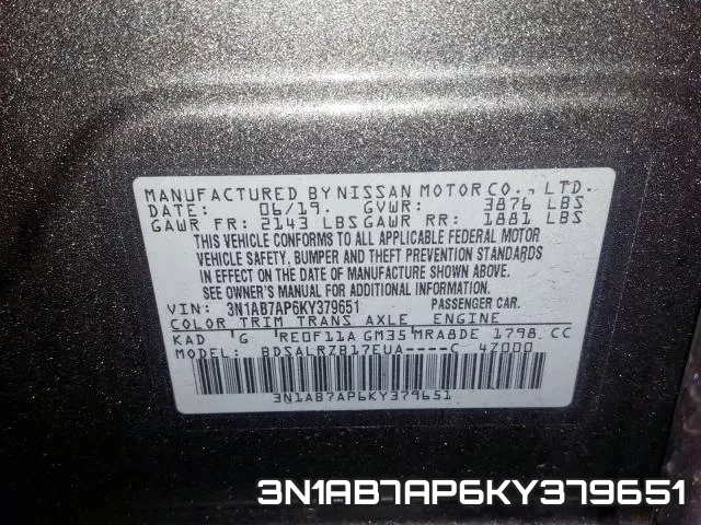3N1AB7AP6KY379651 фото 2