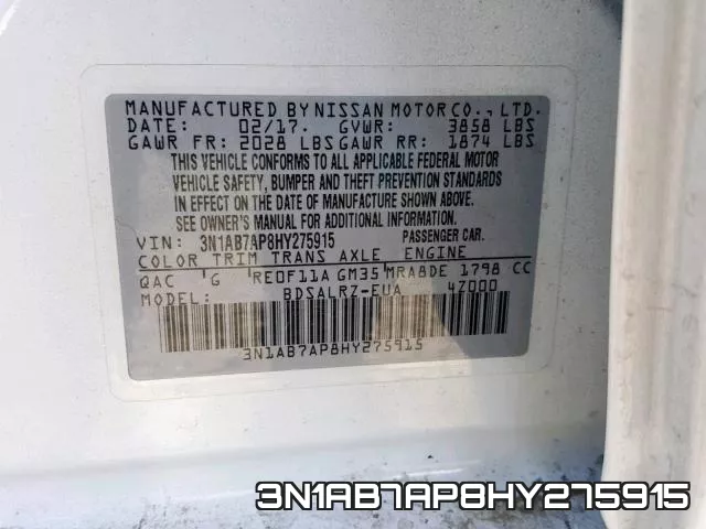 3N1AB7AP8HY275915 фото 2