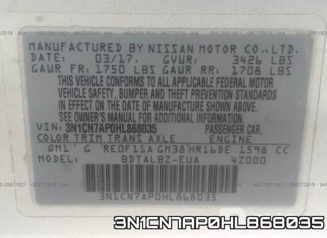 3N1CN7AP0HL868035 фото 10