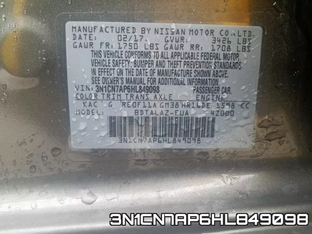 3N1CN7AP6HL849098 фото 2