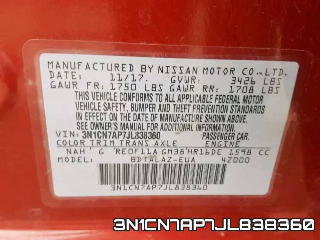 3N1CN7AP7JL838360 фото 2