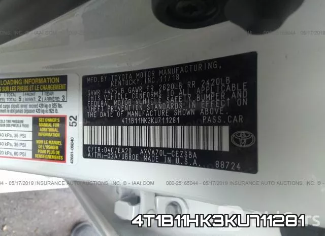 4T1B11HK3KU711281 фото 10