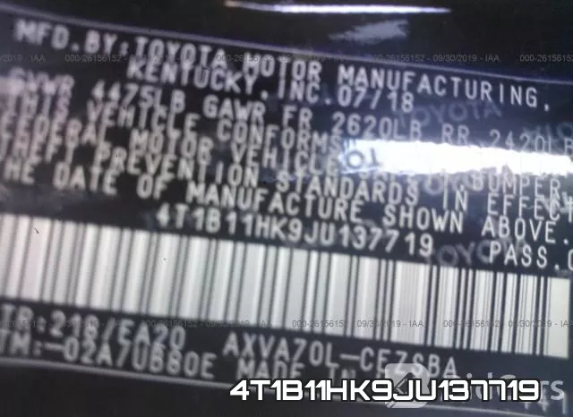 4T1B11HK9JU137719 фото 10