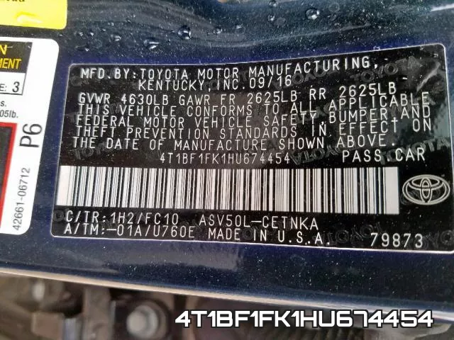 4T1BF1FK1HU674454 фото 2