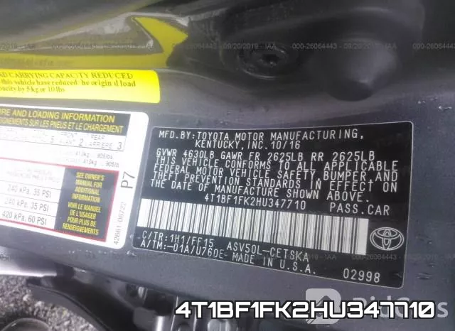 4T1BF1FK2HU347710 фото 10