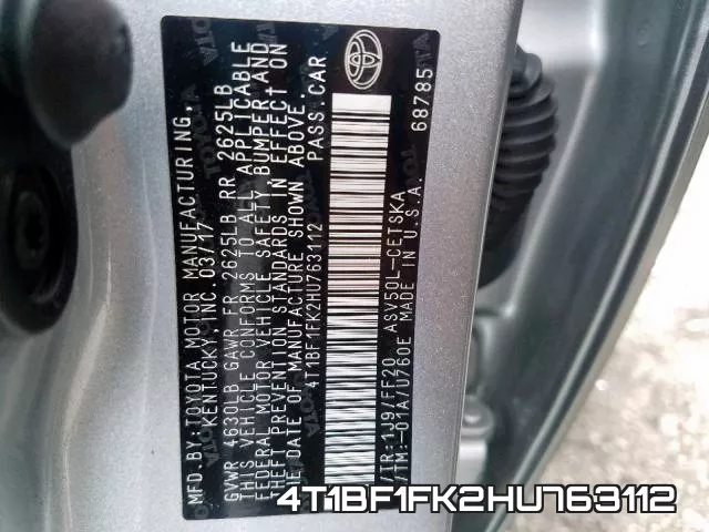 4T1BF1FK2HU763112 фото 2
