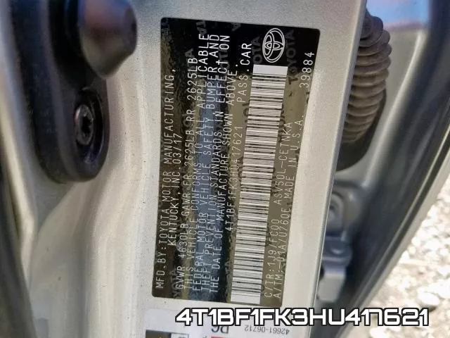 4T1BF1FK3HU417621 фото 2