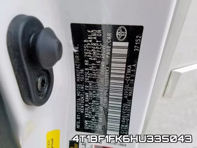 4T1BF1FK6HU335043 фото 2