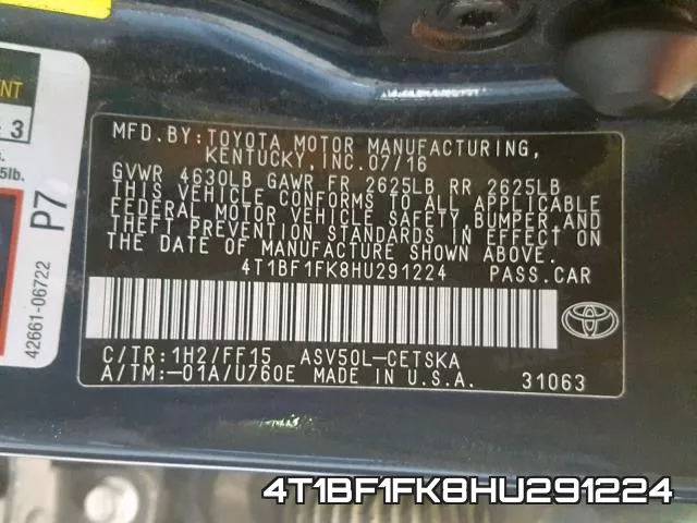 4T1BF1FK8HU291224 фото 2
