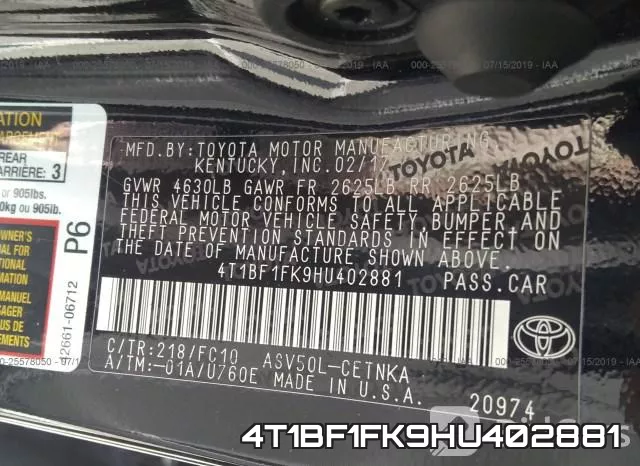4T1BF1FK9HU402881 фото 10