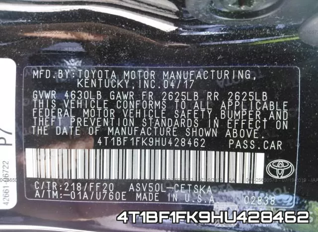 4T1BF1FK9HU428462 фото 10