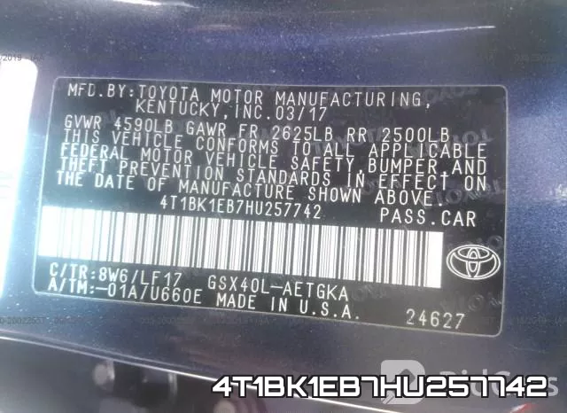4T1BK1EB7HU257742 фото 10