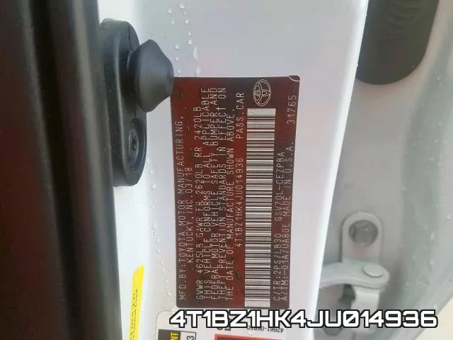 4T1BZ1HK4JU014936 фото 2
