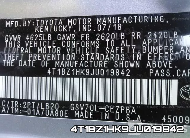 4T1BZ1HK9JU019842 фото 10