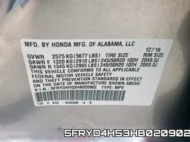 5FRYD4H53HB020902 фото 2