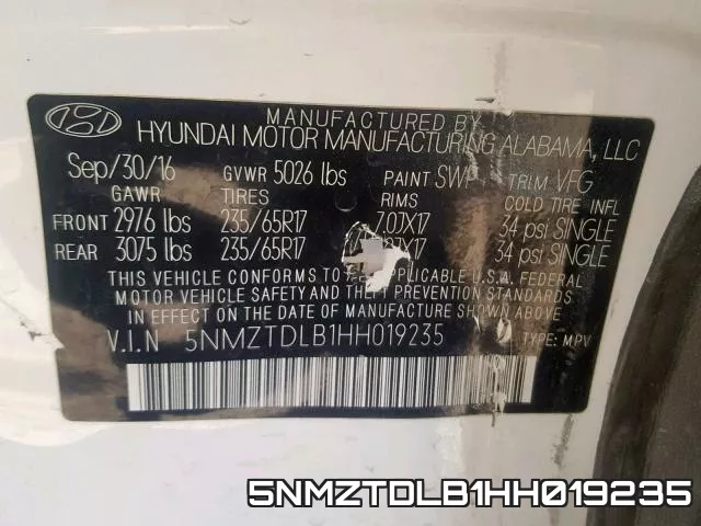 5NMZTDLB1HH019235 фото 2