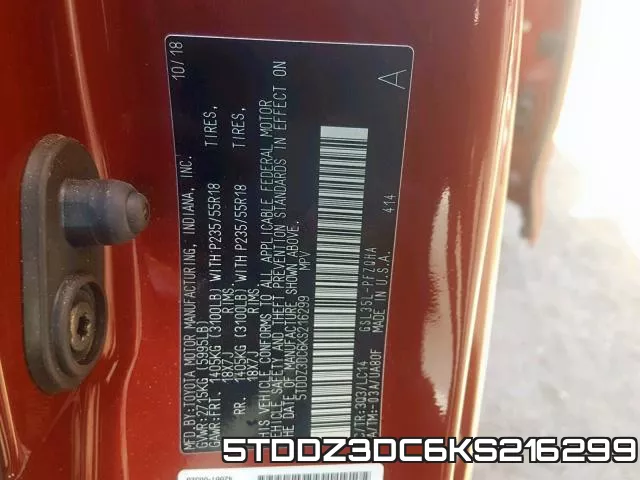 5TDDZ3DC6KS216299 фото 2