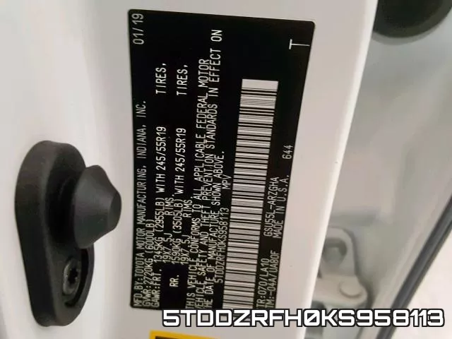 5TDDZRFH0KS958113 фото 2