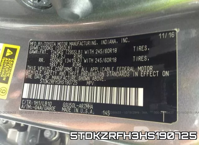 5TDKZRFH3HS190725 фото 10