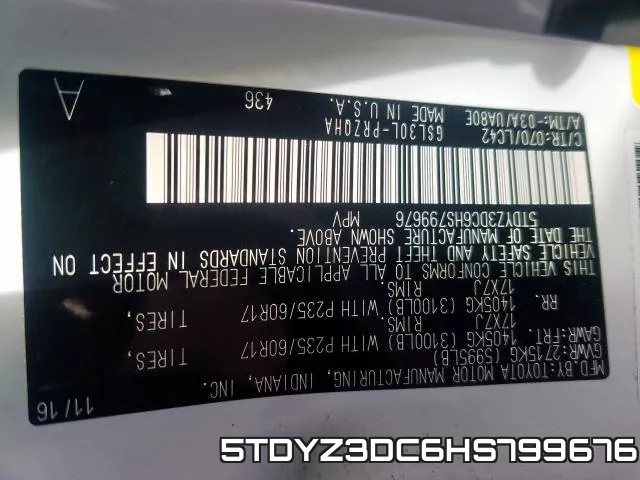 5TDYZ3DC6HS799676 фото 2