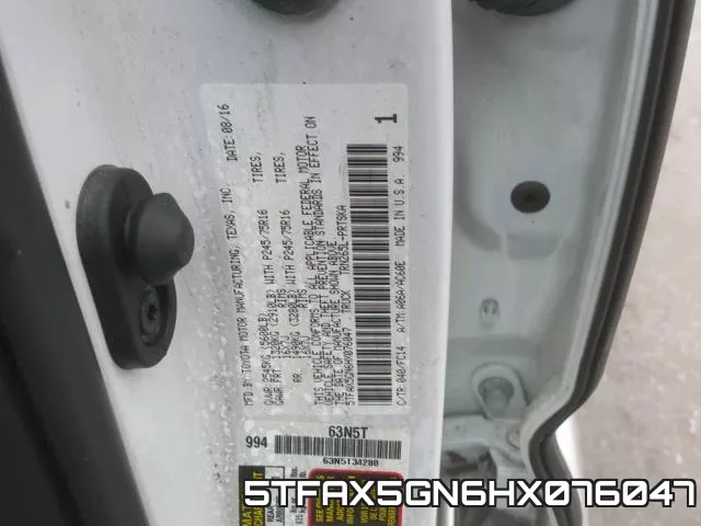5TFAX5GN6HX076047 фото 2
