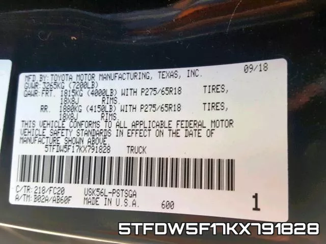 5TFDW5F17KX791828 фото 2