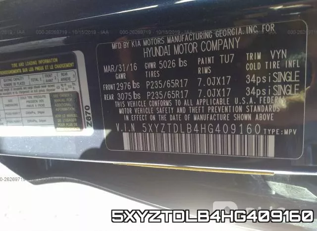 5XYZTDLB4HG409160 фото 10