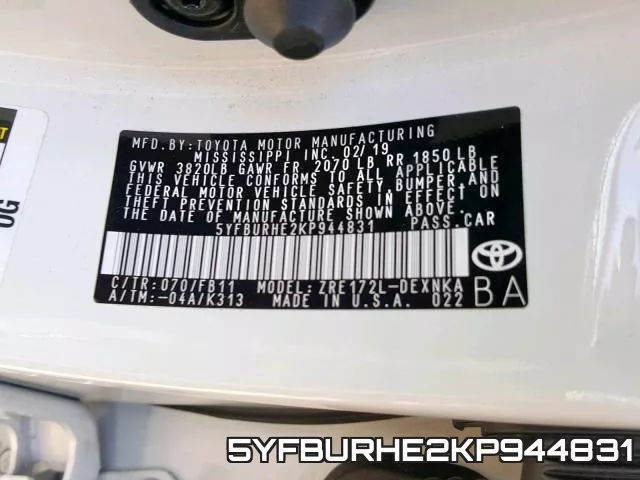 5YFBURHE2KP944831 фото 2