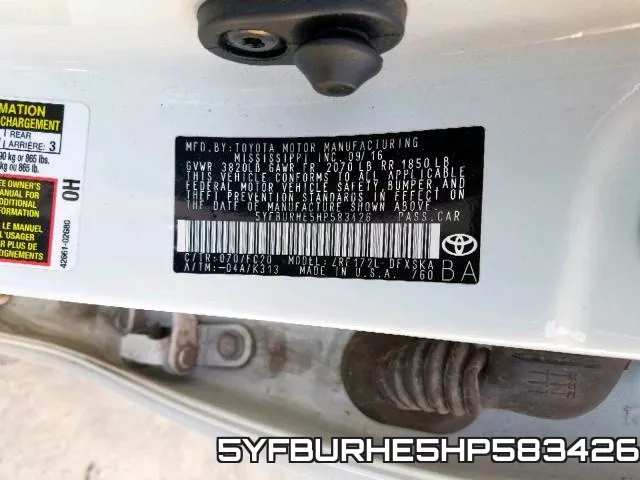 5YFBURHE5HP583426 фото 2