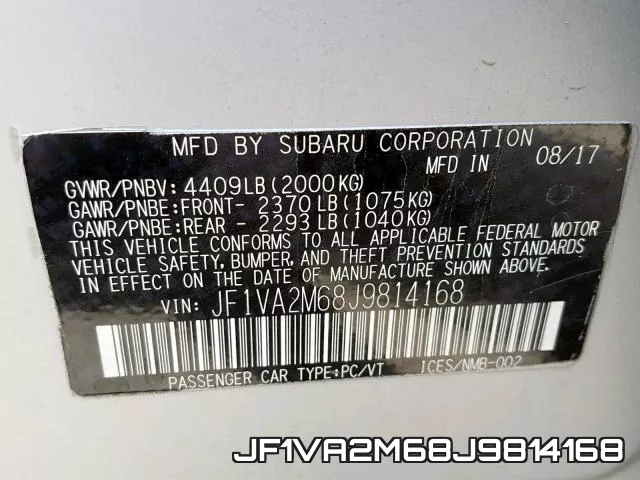 JF1VA2M68J9814168 фото 2