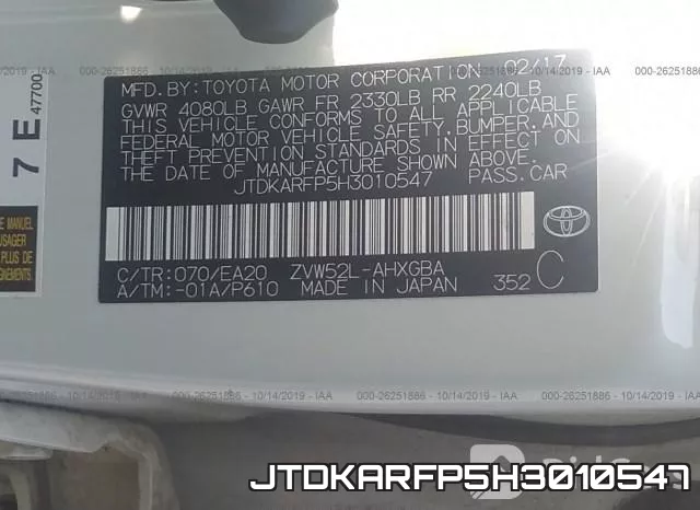 JTDKARFP5H3010547 фото 10