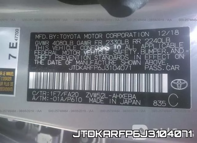 JTDKARFP6J3104071 фото 10