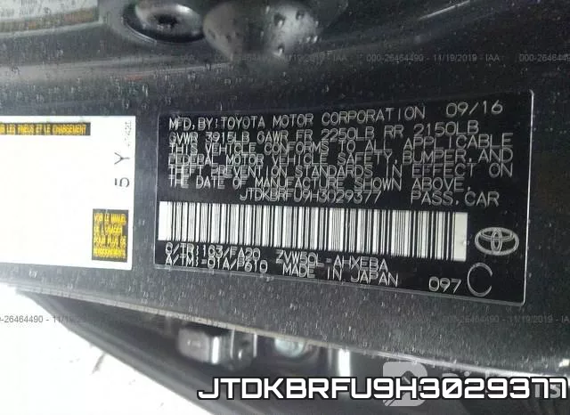 JTDKBRFU9H3029377 фото 10