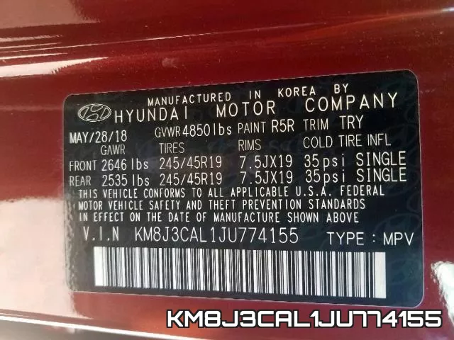 KM8J3CAL1JU774155 фото 2