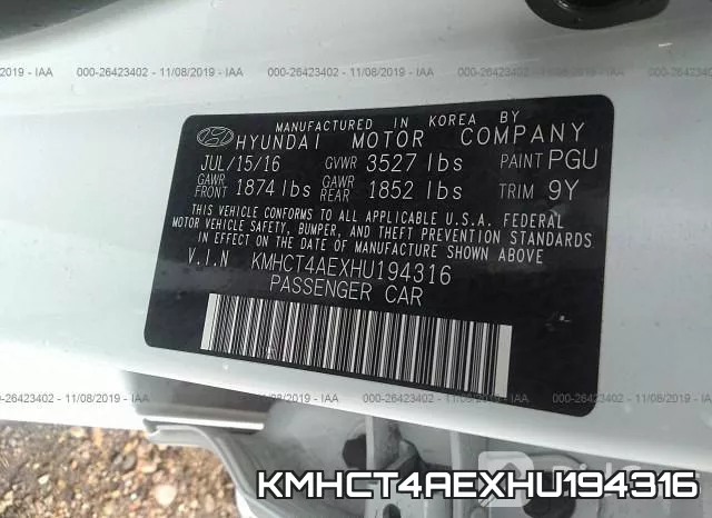 KMHCT4AEXHU194316 фото 10