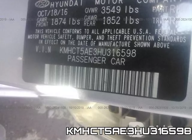KMHCT5AE3HU316598 фото 10