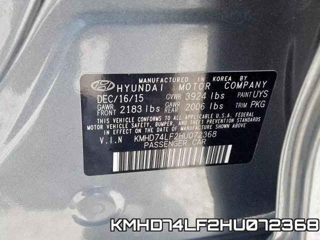 KMHD74LF2HU072368 фото 2