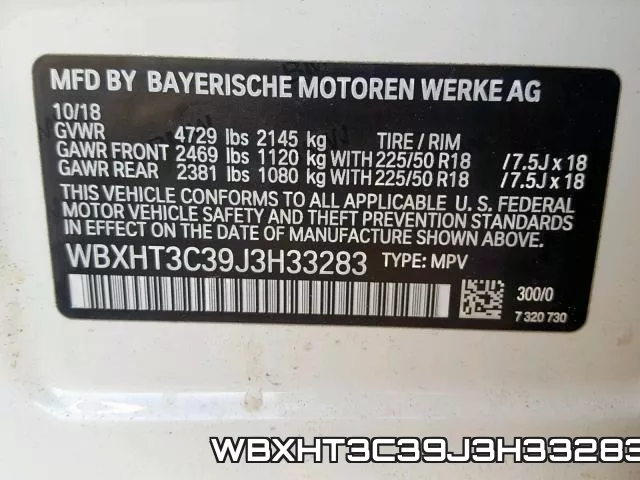 WBXHT3C39J3H33283 фото 2