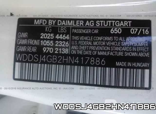 WDDSJ4GB2HN417886 фото 10