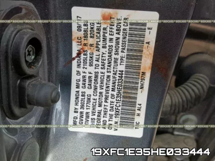 19XFC1E35HE033444 фото 2
