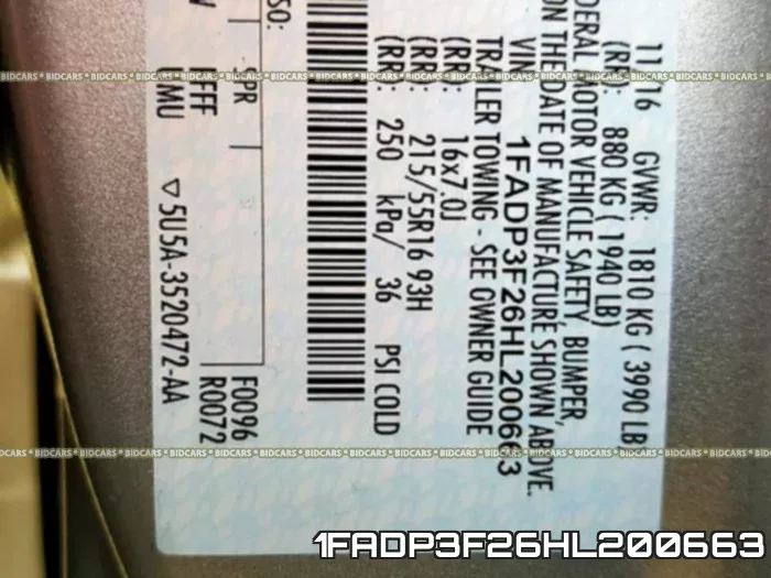 1FADP3F26HL200663 фото 2