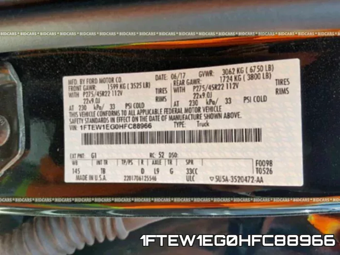 1FTEW1EG0HFC88966 фото 2