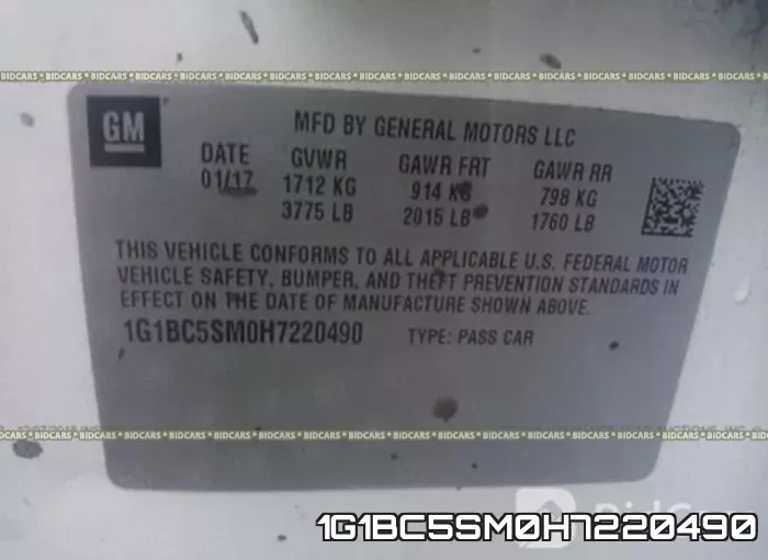 1G1BC5SM0H7220490 фото 9