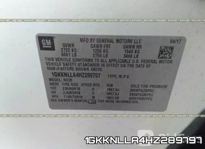 1GKKNLLA4HZ289797 фото 10
