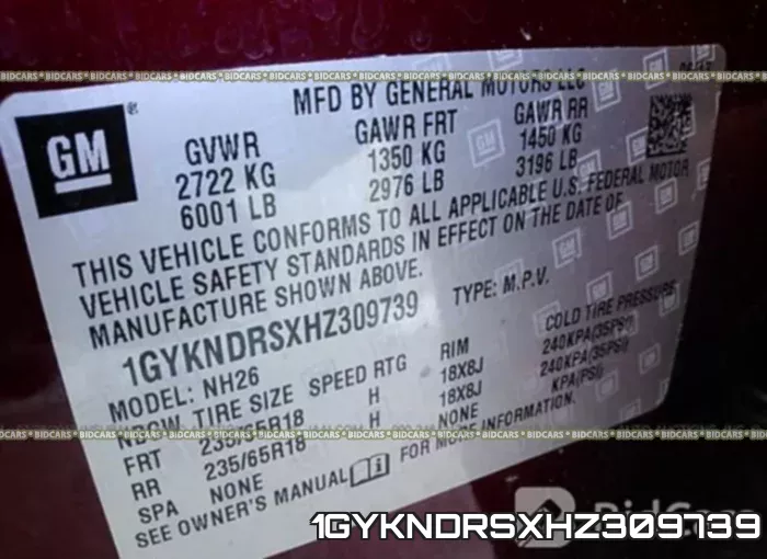 1GYKNDRSXHZ309739 фото 10