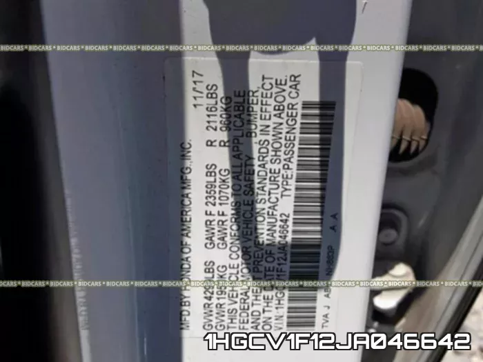 1HGCV1F12JA046642 фото 2