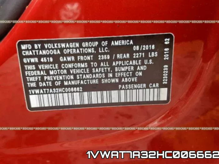 1VWAT7A32HC006662 фото 2